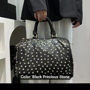 Elegant Black Studded Satchel